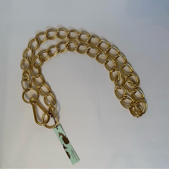 NEW CRISTELLA BELT LARGE DOUBLE LOOP GOLD CHAIN ITALY SIZE L NWT main image 5
